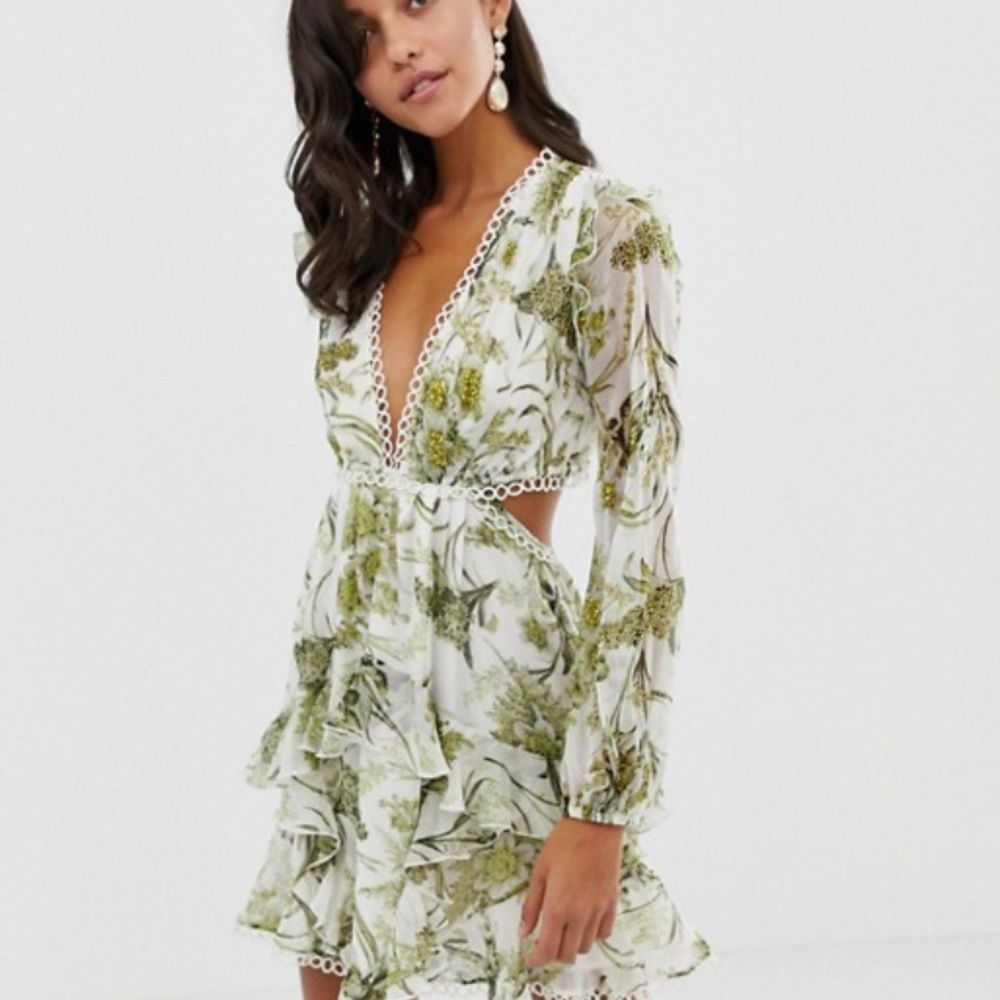 ASOS DESIGN long sleeve mini dress floral print